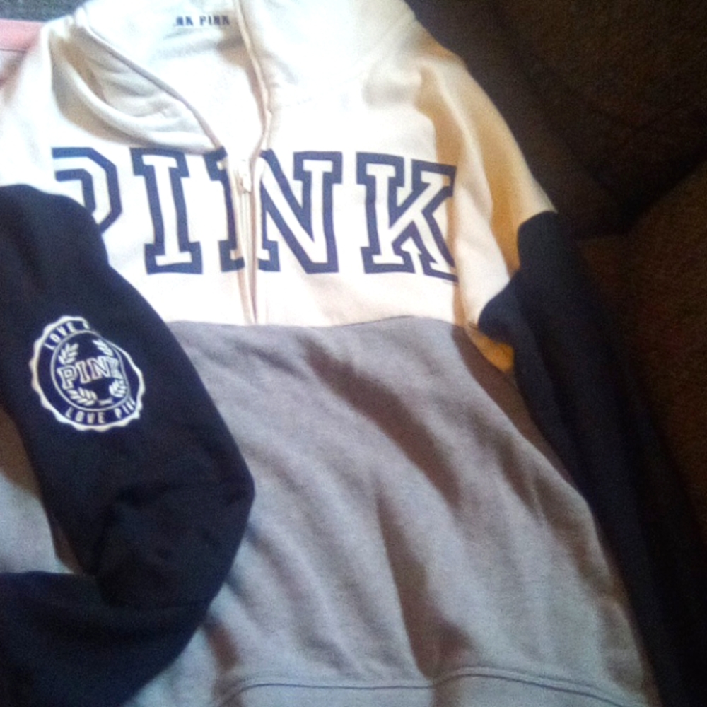 NWOT Pink Quarter Zip Black, Grey And White Pink Sweater